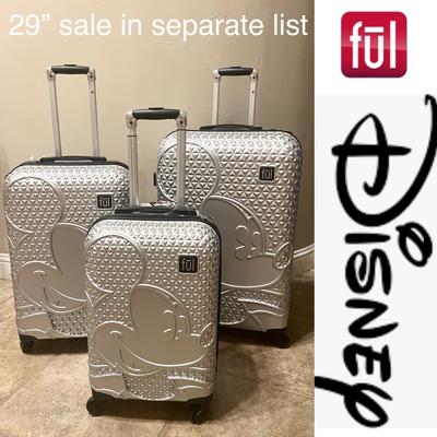 Disney Bags | Ful Disney Mickey Mouse Silver Hard Sided Luggage Set 21” & 25”*Nwt | Color: Black/Silver | Size: Os