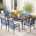 Lark Manor™ Argyri Rectangular 6 - Person 64" Long Outdoor Dining Set Metal in Black/Blue | 64 W x 38 D in | Wayfair