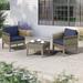 Wade Logan® Aubre 3-Piece Outdoor Conversation Set w/ Club Chairs & End Table in Mixed Brown Wicker Synthetic Wicker/Wood/All | Wayfair