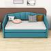 Latitude Run® Myrtlewood Twin Size Daybed w/ Trundle Upholstered/Velvet in Blue | 33 H x 42 W x 81 D in | Wayfair BEA887CFC59541598EDCB8B64CC1C530