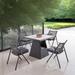 Orren Ellis Skelley Square 4 - Person 35.43" Long Outdoor Dining Set w/ Cushions Stone/Concrete in Gray/White | 35.43 W x 35.43 D in | Wayfair