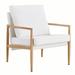 Armchair - George Oliver Jorda 28.7 inches W Armchair Faux Leather in White/Brown | 29.6 H x 28.7 W x 26.8 D in | Wayfair