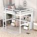 Loft Bed with Desk and Drawers,Multifunctional Bed wiith Charging Station and Bedside Tray,Full Size