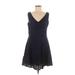 Neiman Marcus Casual Dress - A-Line V Neck Sleeveless: Blue Print Dresses - Women's Size Medium