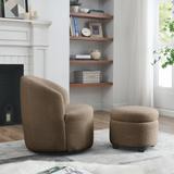 Swivel Arm Chair, Living Room Swivel Chair with Round Storage Chair, 360 ° Swivel Club Chair