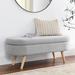 Ottoman Oval Settees Flip Top Storage Bench with Rubber Wood Legs & Linen Fabric, Shoe Benches for Living Room, Entryway