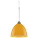 Classic 9.6" LED Matte Chrome Pendant w/ Canary Yellow Aluminum Shade