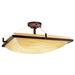 Porcelina 27" Wide 6-Light Dark Bronze Square Waves Semi-Flush