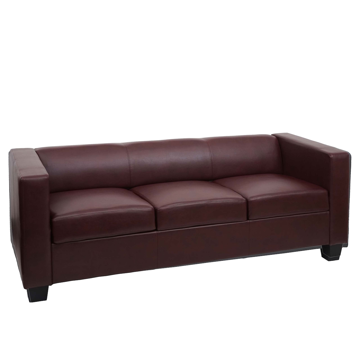 Mendler 3er Sofa Couch Loungesofa Lille ~ Kunstleder, rot-braun Image
