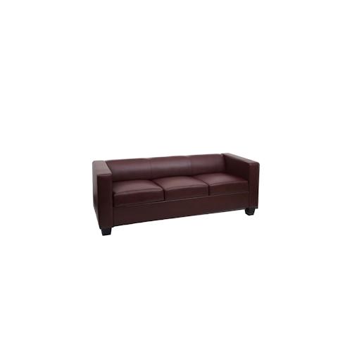 3er Sofa Couch Loungesofa Lille ~ Kunstleder, rot-braun