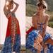 Free People Dresses | Free People Golden Dreams Floral Strapless Ruffle Prairiecore Maxi Sundress | Color: Blue/Gold | Size: L