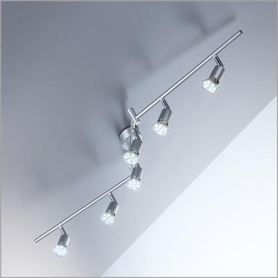 B.K.LICHT LED Deckenspots, silber (titansilberfarben, silberfarben), H:12cm L:120,4cm, Lampen, LED Deckenleuchte, schwenkbar, Spots, inkl. 6x GU10 Leuchtmittel Image