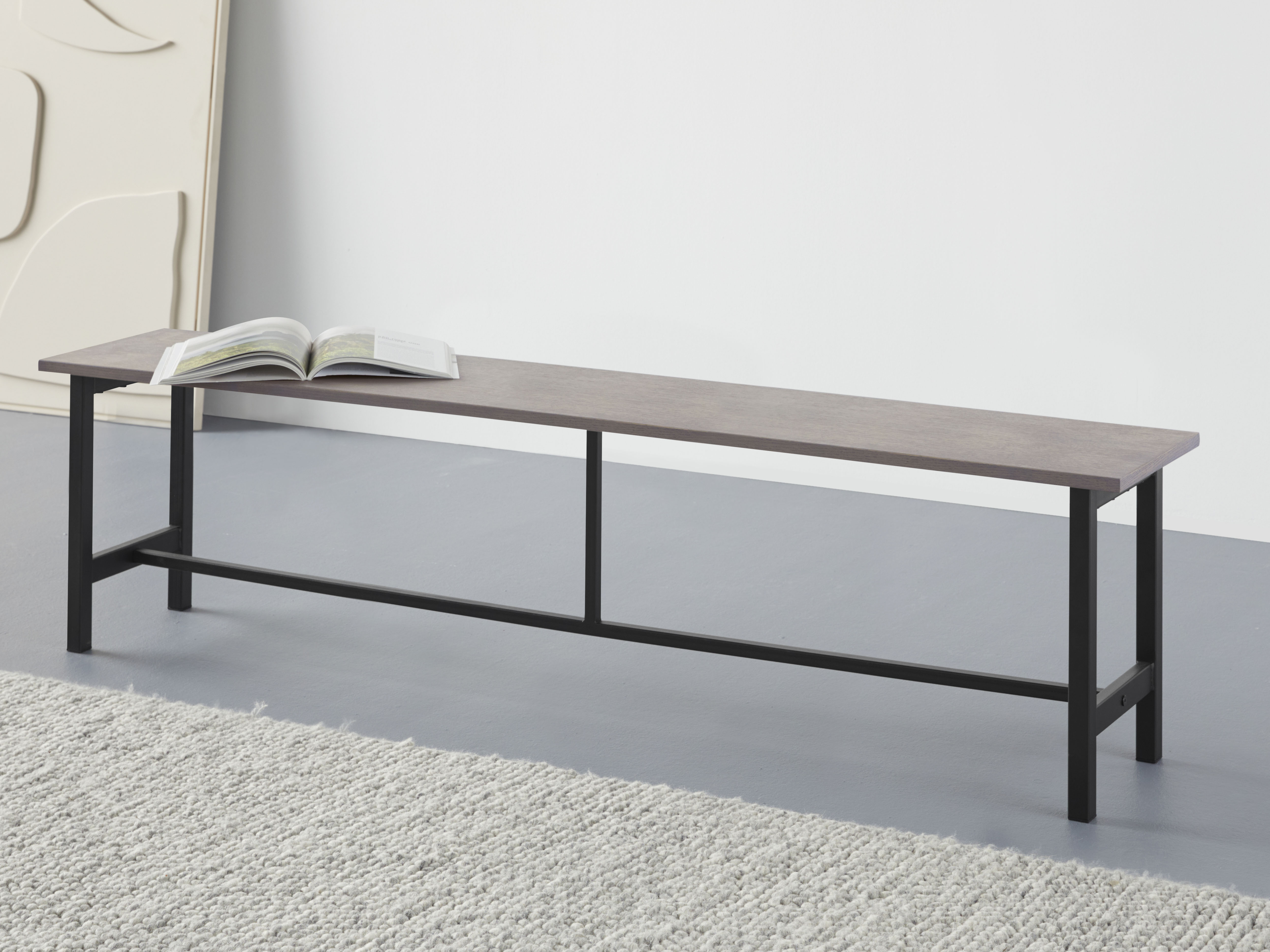 Essbank HOME AFFAIRE "Sare", grau (graphit), B:210cm H:46cm T:40cm, Sitzbänke, Essbank, Mit Echtholzfurnier aus Eiche