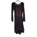 Free People Dresses | Free People Womens Boho Embroidered Droptail Midi Dress Size S Black Long Sleeve | Color: Black/Red | Size: S