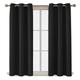 APEX FURNISHINGS Blackout Curtains For Living Room Décor, Insulated Thermal Curtains For Bedroom, Door Curtain, Eyelet Curtains 2 Panels With Tiebacks, Black Curtains (90x72) Inches