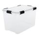 Iris Ohyama, Air tight plastic storage box with lid and closing clips, 70L, Set of 1, Stackable, BPA Free, Bedroom, Shed, Living room, AT-LD, Clear