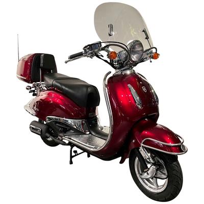 Motorroller ALPHA MOTORS "Retro Firenze Limited" & Mofas rot (weinrot) mit Lenkerschloss und Windschild