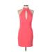 B. Darlin Cocktail Dress - Sheath Halter Sleeveless: Pink Print Dresses - Women's Size 11