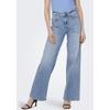 High-waist-Jeans ONLY "ONLMADISON – High Waist Jeans mit weitem Bein für Komfort", Damen, Gr. M (38), Länge 32, blau (light blau), Denim/Jeans, Obermaterial: 92% Baumwolle, 6% Elastomultiester, 2% Elasthan, Abriebeffekte, casual, weit, Jeans,...