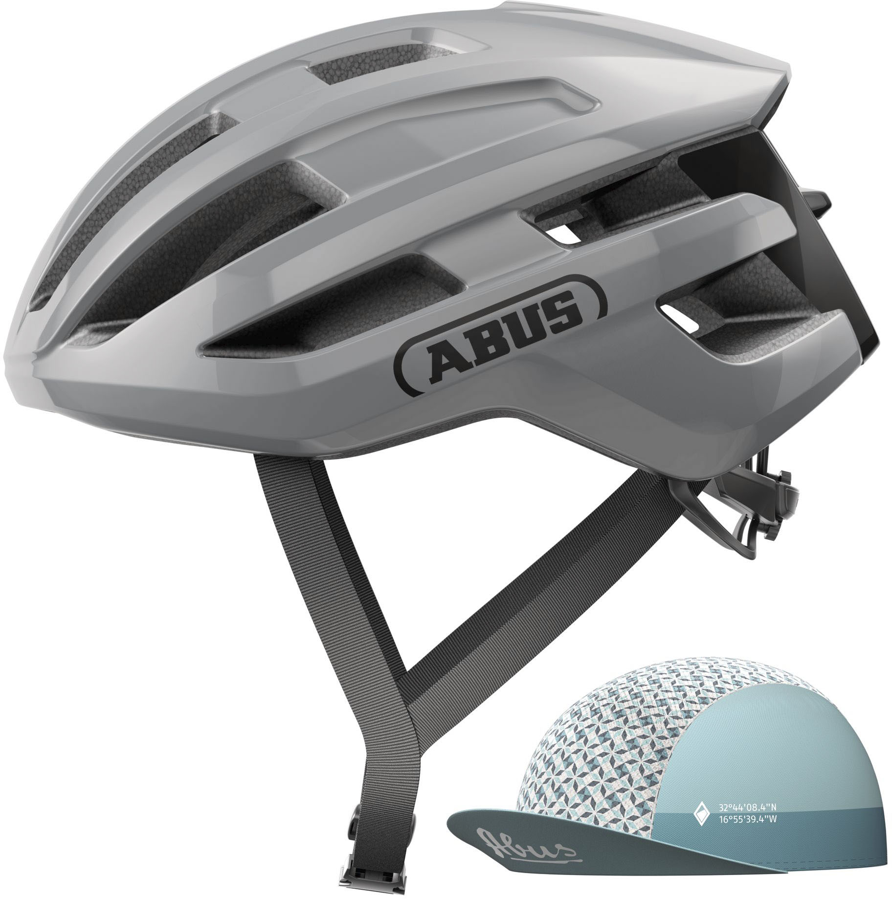 Rennradhelm ABUS "POWERDOME ACE" Gr. M, grau, Helme, M Kopfumfang: 54cm - 58cm, glänzend, unifarben Image