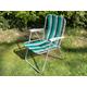 Vintage Retro Striped Folding Garden Deck Chair with Armrest Stripe Seat, Prop, Green White Black Blue