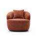 Barrel Chair - Latitude Run® 34.3" Wide Tufted Polyester Swivel Barrel Chair Wood/Polyester in Orange | 26.9 H x 34.3 W x 34.7 D in | Wayfair