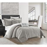 Chic Home Orson 5 Piece Cotton Blend Jacquard Fabric With Textured Circular Criss-Cross Geometric Pattern Comforter Set