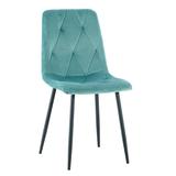 Everly Quinn Modern Velvet Dining Chairs Set Of 4, Velvet Side Chairs w/ Black Metal Legs Accent Chairs Upholstered/Velvet in Green | Wayfair