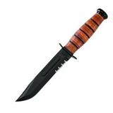 Kabar Fixed Knife w/Partially Serrated Edge & Leather Sheath screenshot. Hunting & Archery Equipment directory of Sports Equipment & Outdoor Gear.