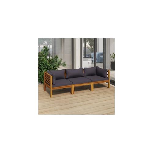 3-Sitzer-Gartensofa mit Auflage Akazie Massivholz