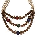 Anthropologie Jewelry | Anthropologie Gabby Bohemian Colorful Bead Carnelian Triple Layered Necklace | Color: Brown/Gold | Size: Os
