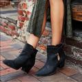 Free People Shoes | Free People Belleville Black Leather Cut-Out Ankle Boots | Color: Black | Size: 7