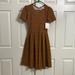 Lularoe Dresses | D7- Nwt Lularoe Amelia A-Line Brown Orange Knit Pleated Dress Pockets Zip Sz Xs | Color: Brown/Orange | Size: Xs