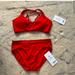 Athleta Swim | Athleta Red Bikini Top W Clean Full Bikini Bottoms Red Small Nwt!! | Color: Red | Size: S
