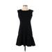 Spense Casual Dress - A-Line Crew Neck Sleeveless: Black Print Dresses - Women's Size 2 Petite