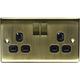 BG Electrical nab22b Metal Antique Brass Double Plug Socket Switch - Antique Brass Black - 5 Pack