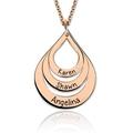 GNOCE Name Necklace Custom Pendant Necklace Sterling Silver Drop Shaped Necklace Can be Engraved Jewellery Gift for Women Men (18 Inches, Rose Gold)