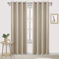 DWCN Blackout Curtains for Bedroom - Thermal Insulated Light Blocking Eyelet Window Curtains for Living Room 55 x 88 inch Length, Light Beige, 2 Panels