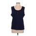 JM Collection Short Sleeve Top Blue Solid Scoop Neck Tops - Women's Size Large