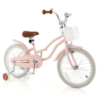 Costway Children Bicycle with Front Handbrake and Rear Coaster Brake-Pink