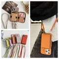 Crossbody Initiated Strap Zipper Wallet Leather Case Card Cover iPhone 15 14 13 12 Mini 11 Pro XS