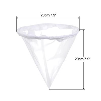 100 Mesh Paint Filter Bag 7.9" Dia Cone Shape Nylon Strainer for Filtering - White