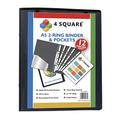 A5 Ring Binder with Free 12 Punched Pockets Black Ring Binder Folder Folio for Professionals, Business, Students, Projects, School, Colleges, Home, Office by 4 Square - 89078 (12 Binders)