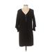 Fifteen Twenty Casual Dress - Shift V Neck 3/4 sleeves: Black Print Dresses - Women's Size X-Small