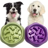 Slow Feeder Dog Bowl Agooga Anti Gulping Healthy Eating Interactive Bloat Stop Fun Alternative Non Slip Dog Slow Food Feeding Pet Slow Eating Healthy Design for Small Medium Size Dogsï¼ˆCrisp+Purpleï¼‰