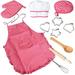 AAOMASSR Chef Set for Kids 11pcs Kitchen Costume Role Play Kits Girls Apron with Chef Hat Cooking Mitt and Cookie Cutters
