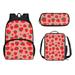 Suhoaziia Strawberry Print School Bag Set of 3 Pencil Box&Heat Insulation Lunch Case for Girls and Teen Knapsacks Set Breathable Shoulder Back Pack with Front Zipper Pocket