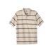 Men's Big & Tall Shrink-Less™ Pocket Piqué Polo Shirt by Liberty Blues in Heather Oatmeal Stripe (Size 2XL)