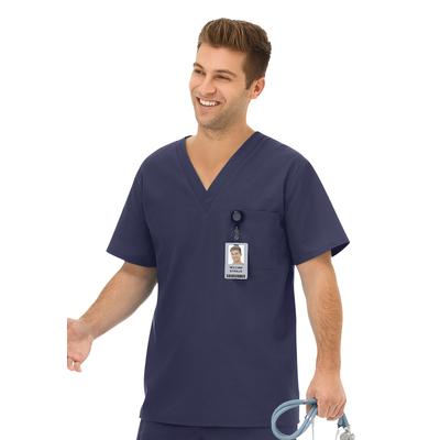 Men's Big & Tall Unisex One Pocket Scrub Top by Fundamentals in Navy (Size 2X)