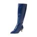 Extra Wide Width Women's The Poloma Wide Calf Boot by Comfortview in Navy Croco (Size 10 1/2 WW)